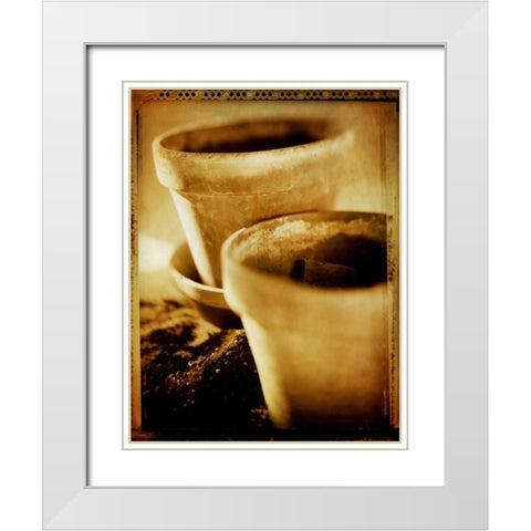 Terracotta Pots III White Modern Wood Framed Art Print with Double Matting by Stefko, Bob