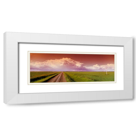 Sunset Road White Modern Wood Framed Art Print with Double Matting by Stefko, Bob