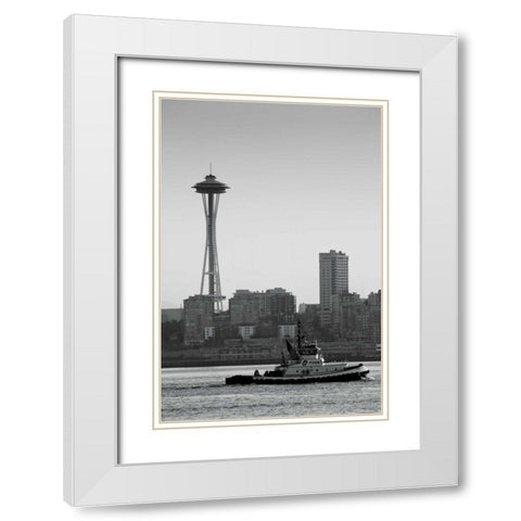 BW Space Needle IV White Modern Wood Framed Art Print with Double Matting by Stefko, Bob