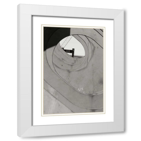 Oval Fractals I White Modern Wood Framed Art Print with Double Matting by Styber, Dana