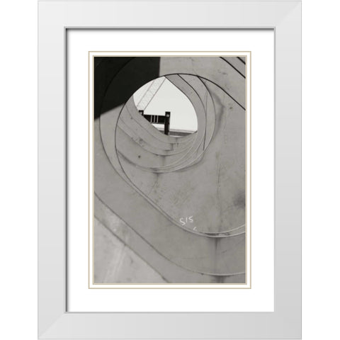 Oval Fractals I White Modern Wood Framed Art Print with Double Matting by Styber, Dana