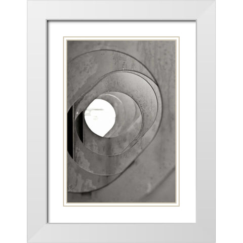 Oval Fractals III White Modern Wood Framed Art Print with Double Matting by Styber, Dana
