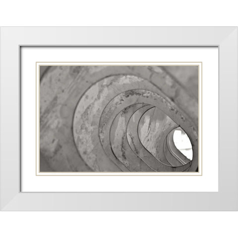 Oval Fractals V White Modern Wood Framed Art Print with Double Matting by Styber, Dana