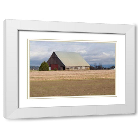 Red Door Barn White Modern Wood Framed Art Print with Double Matting by Styber, Dana