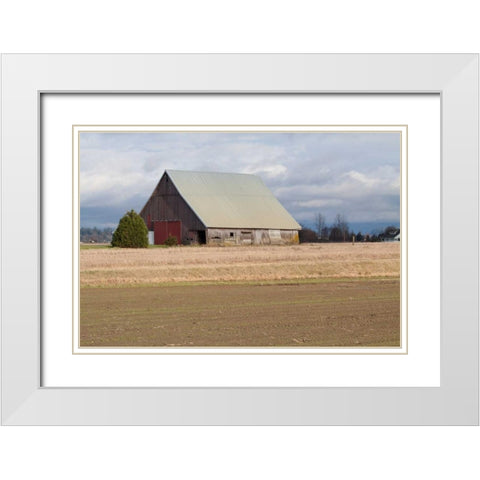 Red Door Barn White Modern Wood Framed Art Print with Double Matting by Styber, Dana