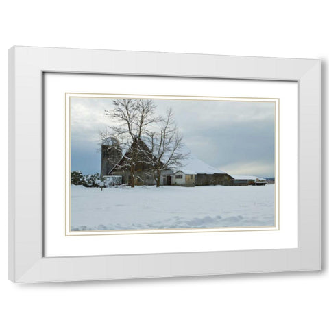 Winter Farm White Modern Wood Framed Art Print with Double Matting by Styber, Dana