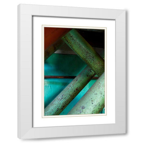 Crosshatch White Modern Wood Framed Art Print with Double Matting by Styber, Dana