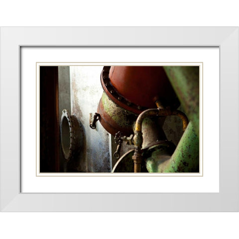 Red Pipe Rules White Modern Wood Framed Art Print with Double Matting by Styber, Dana