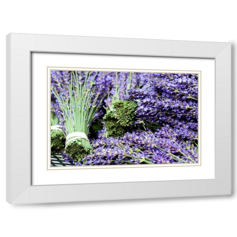 Lavender Bunches I White Modern Wood Framed Art Print with Double Matting by Styber, Dana
