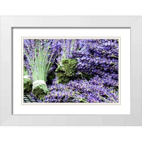 Lavender Bunches I White Modern Wood Framed Art Print with Double Matting by Styber, Dana