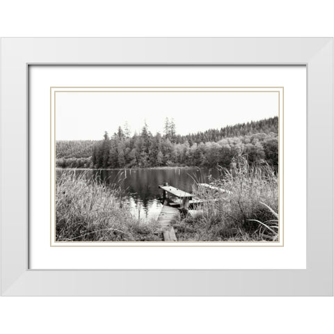 Baker Lake Dock White Modern Wood Framed Art Print with Double Matting by Styber, Dana