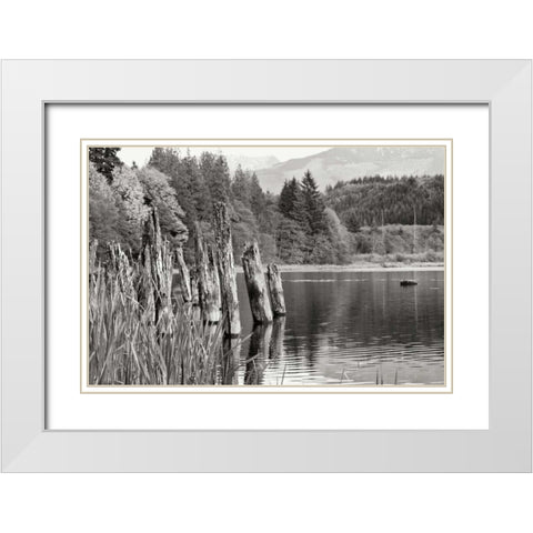 Baker Lake Pilings White Modern Wood Framed Art Print with Double Matting by Styber, Dana