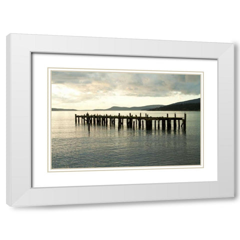 Lonely Dock White Modern Wood Framed Art Print with Double Matting by Styber, Dana