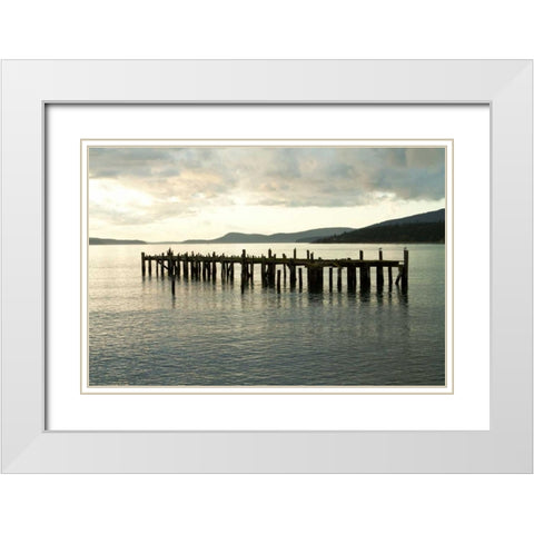 Lonely Dock White Modern Wood Framed Art Print with Double Matting by Styber, Dana