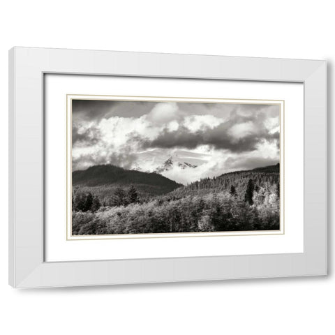 Mount Baker Exposed White Modern Wood Framed Art Print with Double Matting by Styber, Dana