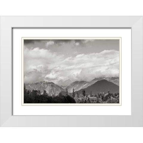 Mount Baker Shrouded White Modern Wood Framed Art Print with Double Matting by Styber, Dana