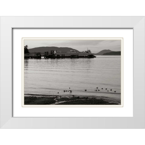 San Juan Ferry Dock I White Modern Wood Framed Art Print with Double Matting by Styber, Dana