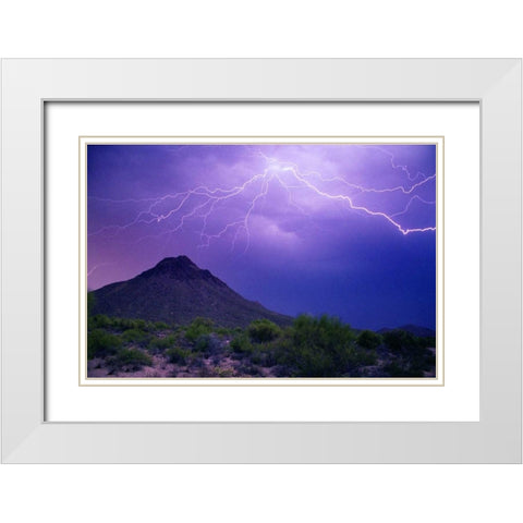 Mountain Lightning White Modern Wood Framed Art Print with Double Matting by Taylor, Douglas