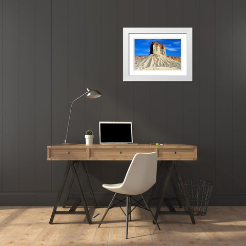 Chimney Rock White Modern Wood Framed Art Print with Double Matting by Taylor, Douglas