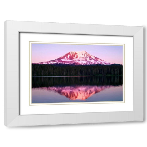 Mt. Adams Sunset White Modern Wood Framed Art Print with Double Matting by Taylor, Douglas