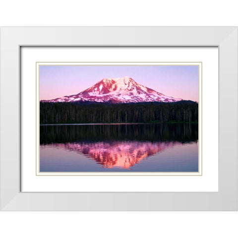 Mt. Adams Sunset White Modern Wood Framed Art Print with Double Matting by Taylor, Douglas