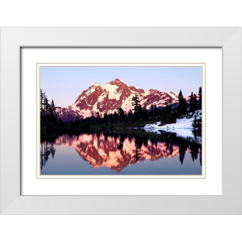 Mt. Shuksan Sunset White Modern Wood Framed Art Print with Double Matting by Taylor, Douglas