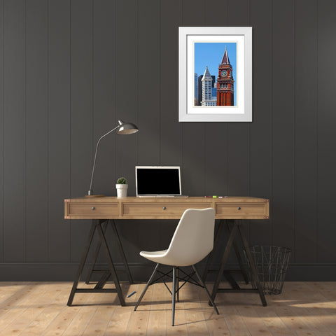 Skyline Time White Modern Wood Framed Art Print with Double Matting by Taylor, Douglas