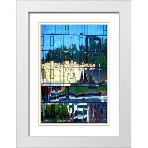 City Reflections White Modern Wood Framed Art Print with Double Matting by Taylor, Douglas