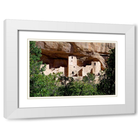 Cliff Dwelling At Mesa Verde White Modern Wood Framed Art Print with Double Matting by Taylor, Douglas