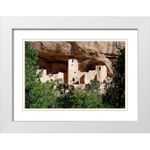 Cliff Dwelling At Mesa Verde White Modern Wood Framed Art Print with Double Matting by Taylor, Douglas