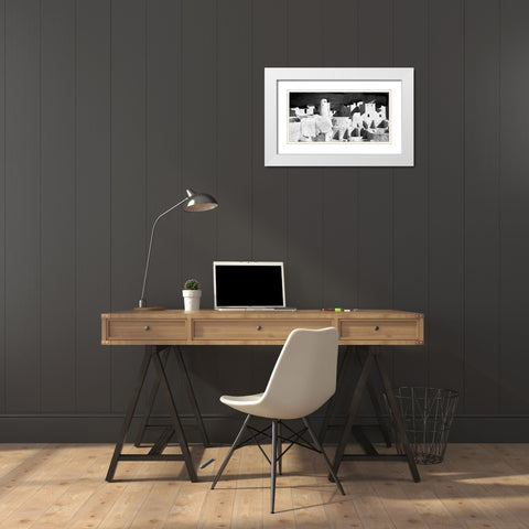 Cliff Palace Ruins BW White Modern Wood Framed Art Print with Double Matting by Taylor, Douglas