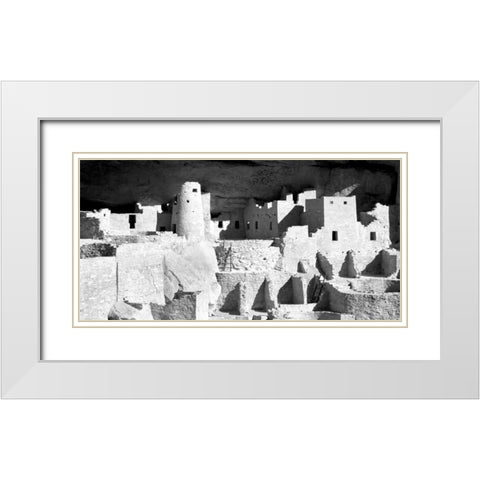 Cliff Palace Ruins BW White Modern Wood Framed Art Print with Double Matting by Taylor, Douglas
