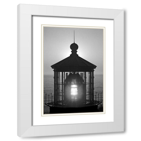 Cape Mears Lighthouse BW White Modern Wood Framed Art Print with Double Matting by Taylor, Douglas