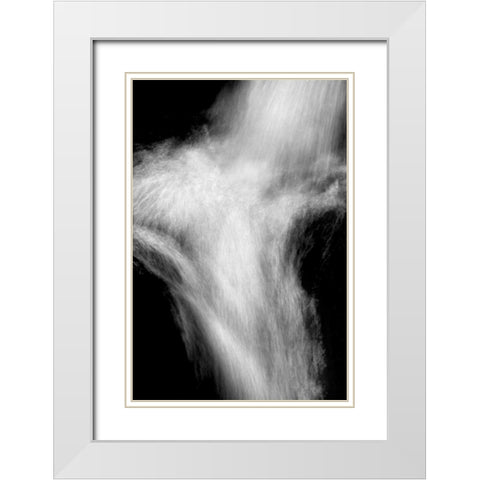 Falling Water III BW White Modern Wood Framed Art Print with Double Matting by Taylor, Douglas