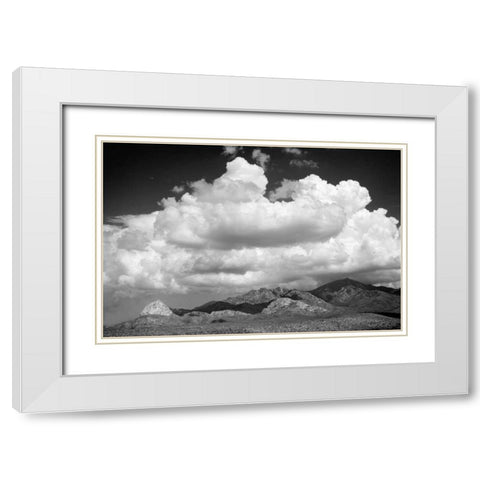 Santa Rita Mountains in August BW White Modern Wood Framed Art Print with Double Matting by Taylor, Douglas