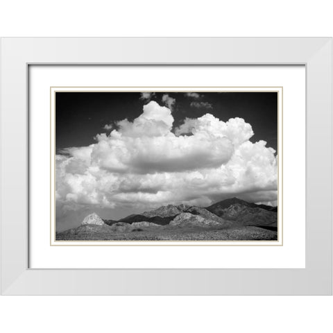 Santa Rita Mountains in August BW White Modern Wood Framed Art Print with Double Matting by Taylor, Douglas