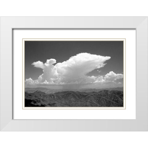 Distant Rain BW White Modern Wood Framed Art Print with Double Matting by Taylor, Douglas