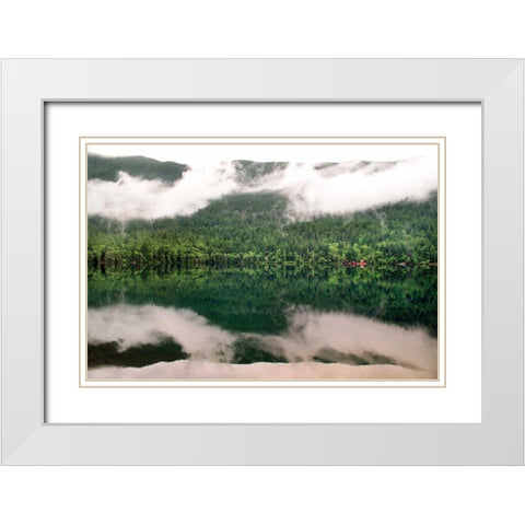 Lake Crescent Clouds White Modern Wood Framed Art Print with Double Matting by Taylor, Douglas