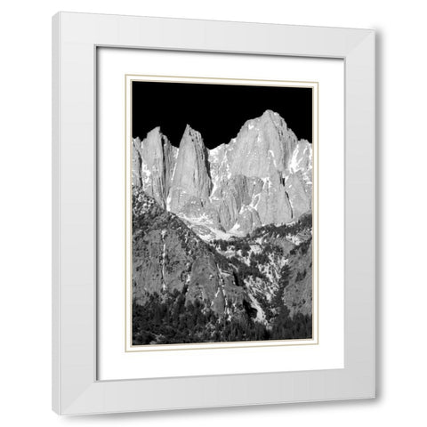 Morning on Mt. Whitney II BW White Modern Wood Framed Art Print with Double Matting by Taylor, Douglas