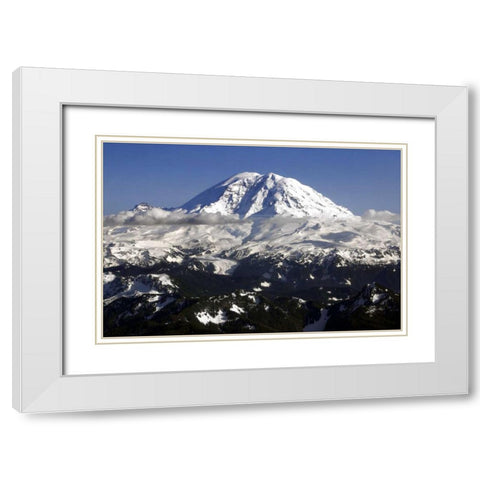 Mt. Rainier North Face White Modern Wood Framed Art Print with Double Matting by Taylor, Douglas
