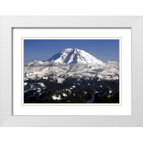 Mt. Rainier North Face White Modern Wood Framed Art Print with Double Matting by Taylor, Douglas