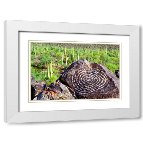 Hohokam Petroglyph White Modern Wood Framed Art Print with Double Matting by Taylor, Douglas