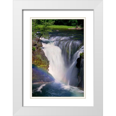 Lewis River Falls White Modern Wood Framed Art Print with Double Matting by Taylor, Douglas