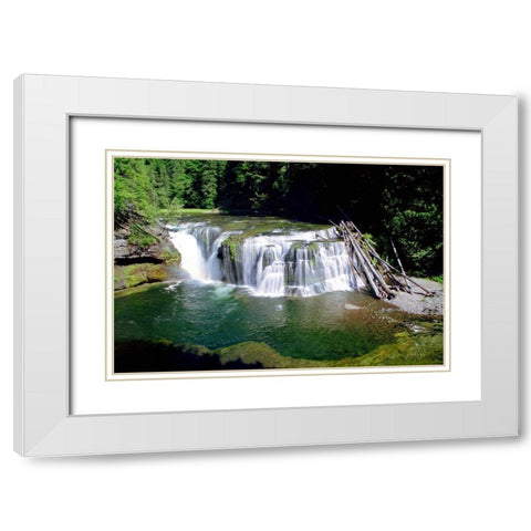 Lewis River Lower Falls White Modern Wood Framed Art Print with Double Matting by Taylor, Douglas