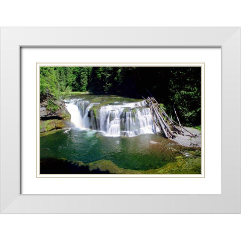 Lewis River Lower Falls White Modern Wood Framed Art Print with Double Matting by Taylor, Douglas