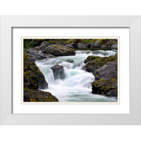 Salmon Cascades White Modern Wood Framed Art Print with Double Matting by Taylor, Douglas