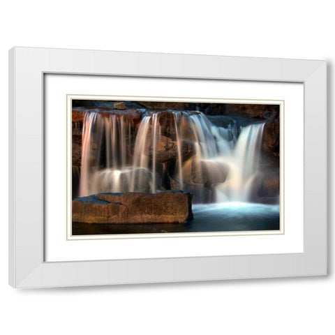 Sunset Waterfall I White Modern Wood Framed Art Print with Double Matting by Taylor, Douglas