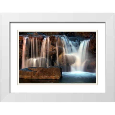 Sunset Waterfall I White Modern Wood Framed Art Print with Double Matting by Taylor, Douglas