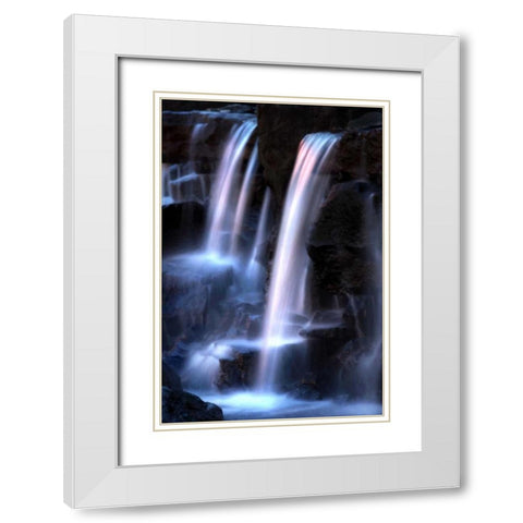 Twilight Waterfall I White Modern Wood Framed Art Print with Double Matting by Taylor, Douglas