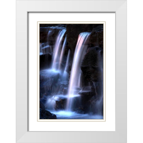 Twilight Waterfall I White Modern Wood Framed Art Print with Double Matting by Taylor, Douglas